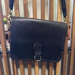 Original Bell VTG Saddle Black Genuine Leather Crossbody Handbag Made In USA